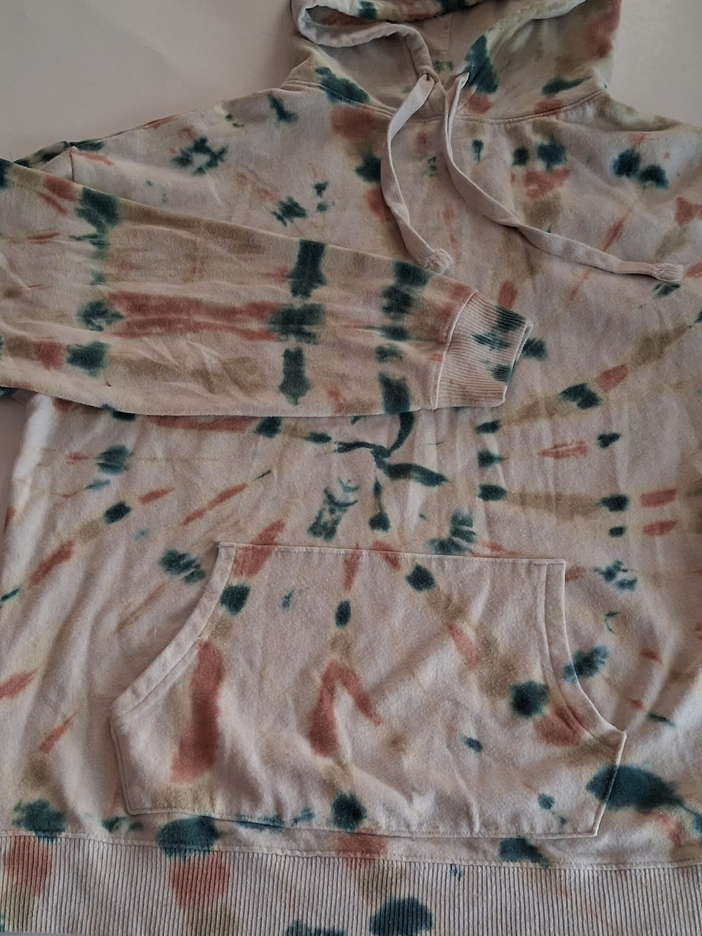 Aeropostale Womens Tie-Dye Hooded Sweatshirt - Green & Brown